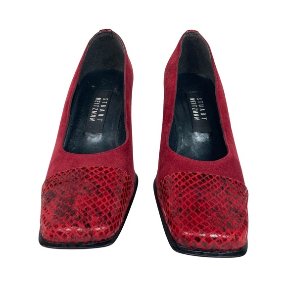 Stuart Weitzman Red Women’s Suede & Snakeskin Pumps Size 6B - Picture 6 of 11